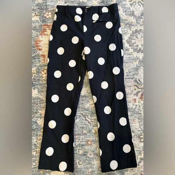 Anthropologie Pants - Anthropologie The Essential Skinny Kick Flare Pants Polka Dot black cream Size 4